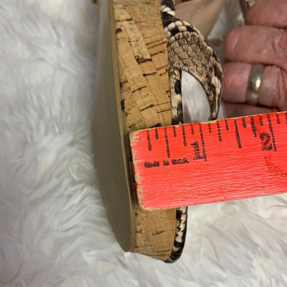Charles By Charles David Womens SZ 10M Wedge Sandal Faux Brown Reptile & Cork - Picture 7 of 8